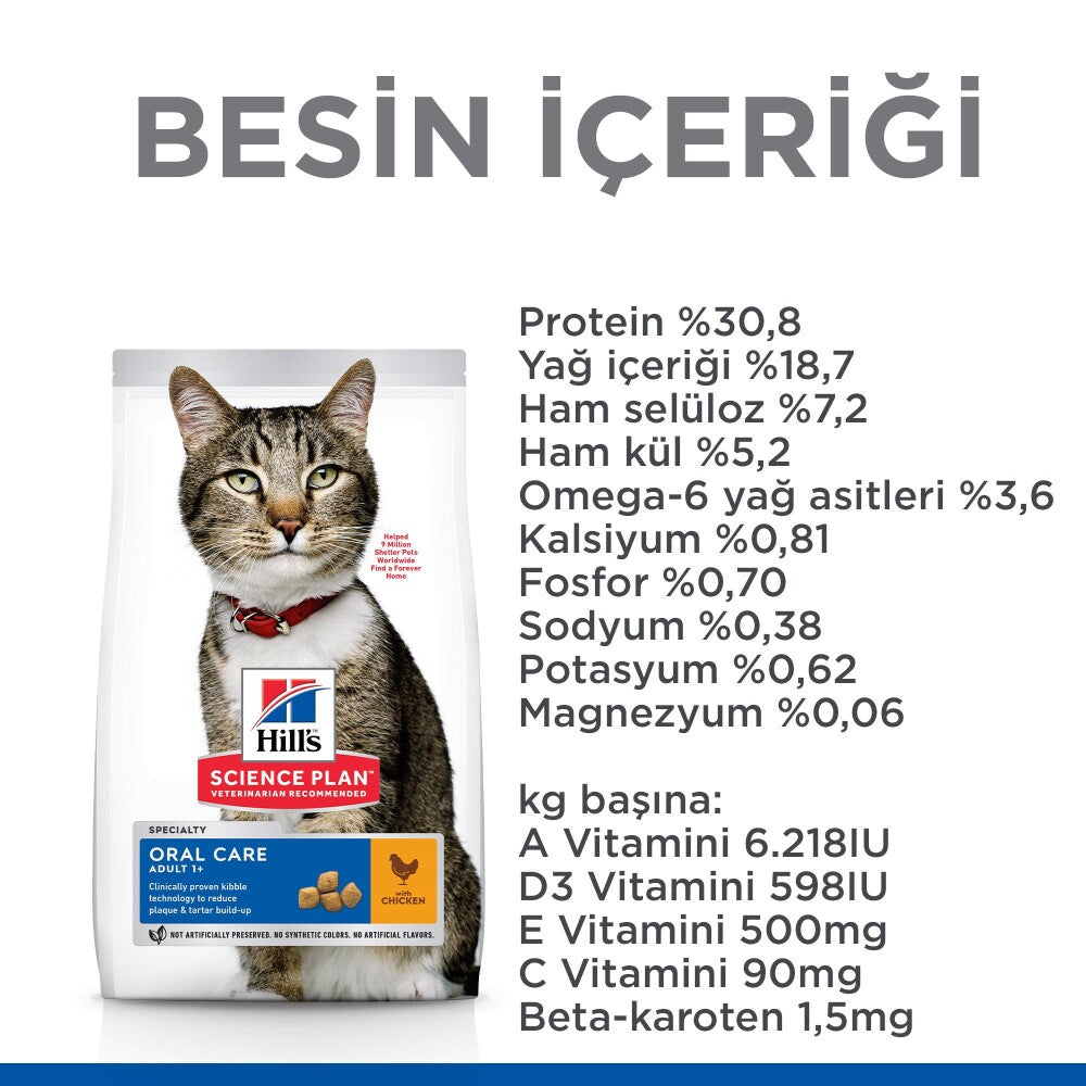 Hill's Science Plan Ağız Ve Diş Sağlığı İçin Tavuklu Yetişkin Kedi Maması 1.5 KG  | SRC: Barcode: 052742752204