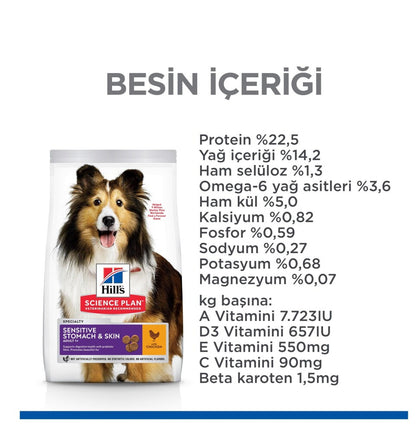 Hill's Science Plan Hassas Deri & Mide Yetişkin Orta Irk Tavuklu Köpek Maması 2.5 KG  | SRC: Barcode: 052742025131