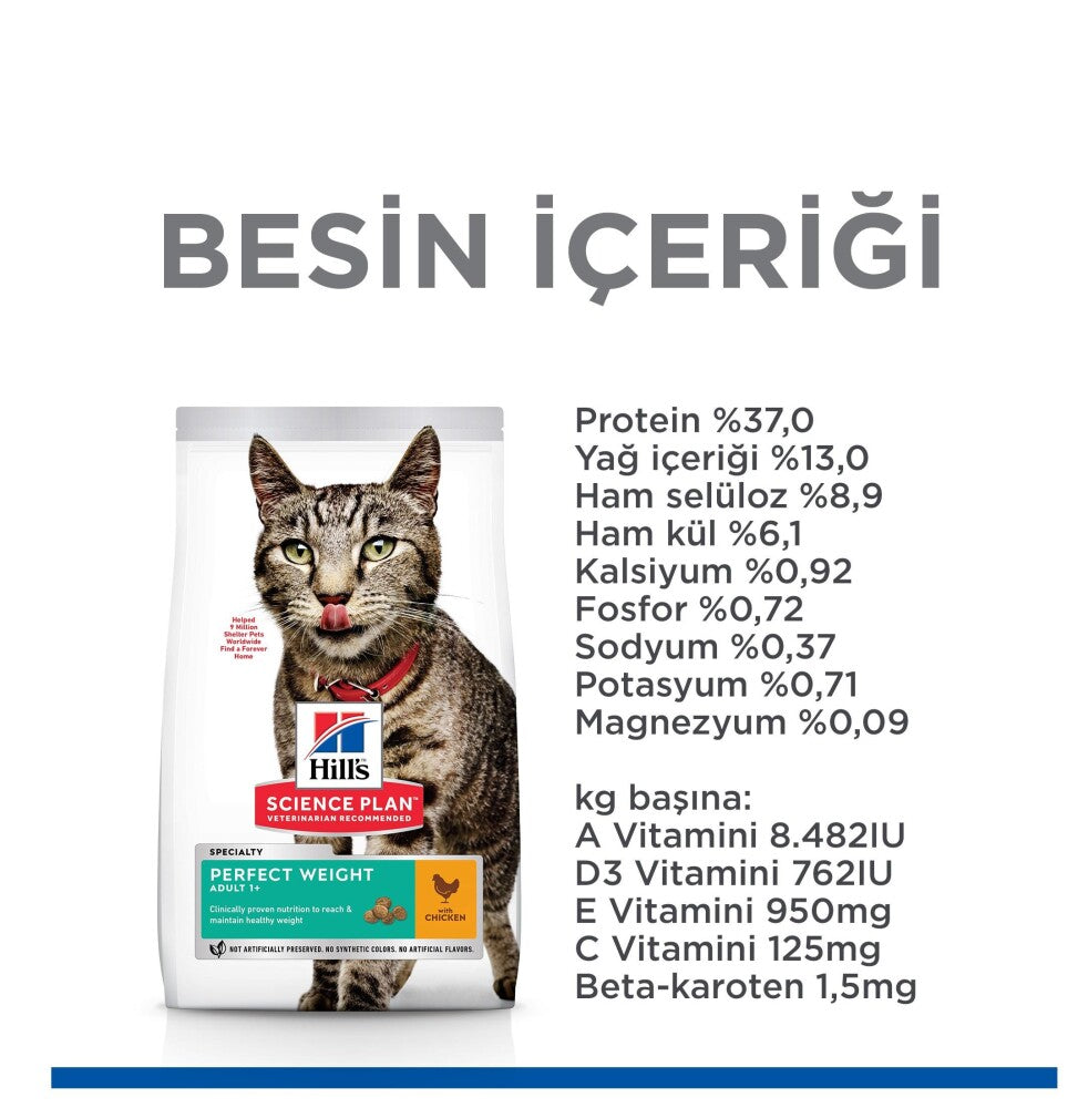 Hill's Science Plan İdeal Kilo Yetişkin Tavuklu Kedi Maması 2.5 KG  | SRC: Barcode: 052742025827