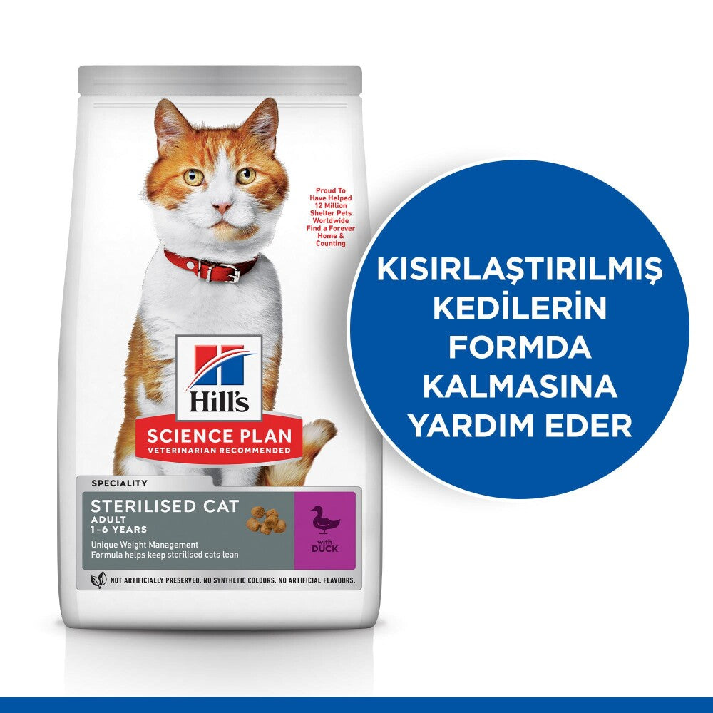 Hill's Science Plan Kısırlaştırılmış Yetişkin Ördekli Kedi Maması 8 KG + 2 KG  | SRC: Barcode: 052742035994