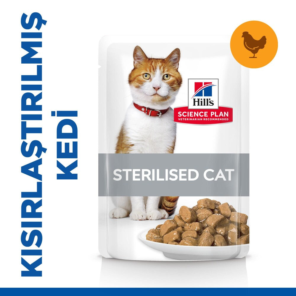 Hill's Science Plan Pouch Tavuklu Kısırlaştırılmış Yetişkin Kedi Konservesi 12 X 85 GR  | SRC: Barcode: 052742194110