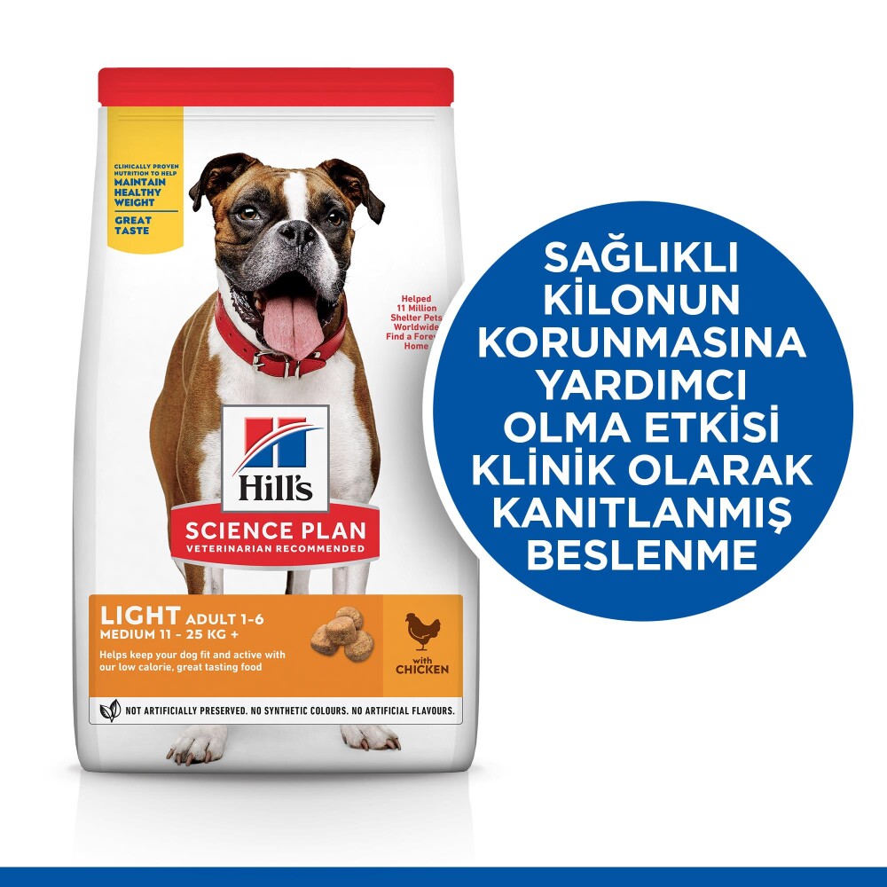 Hill's Science Plan Light Yetişkin Orta Irk Tavuklu Köpek Maması 14 KG  | SRC: Barcode: 052742025834