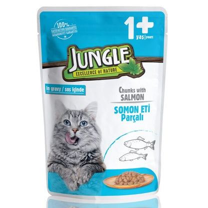 Jungle Pouch Somon Parçalı Yetişkin Kedi Konservesi 100 GR  | SRC: Barcode: 8681299013906