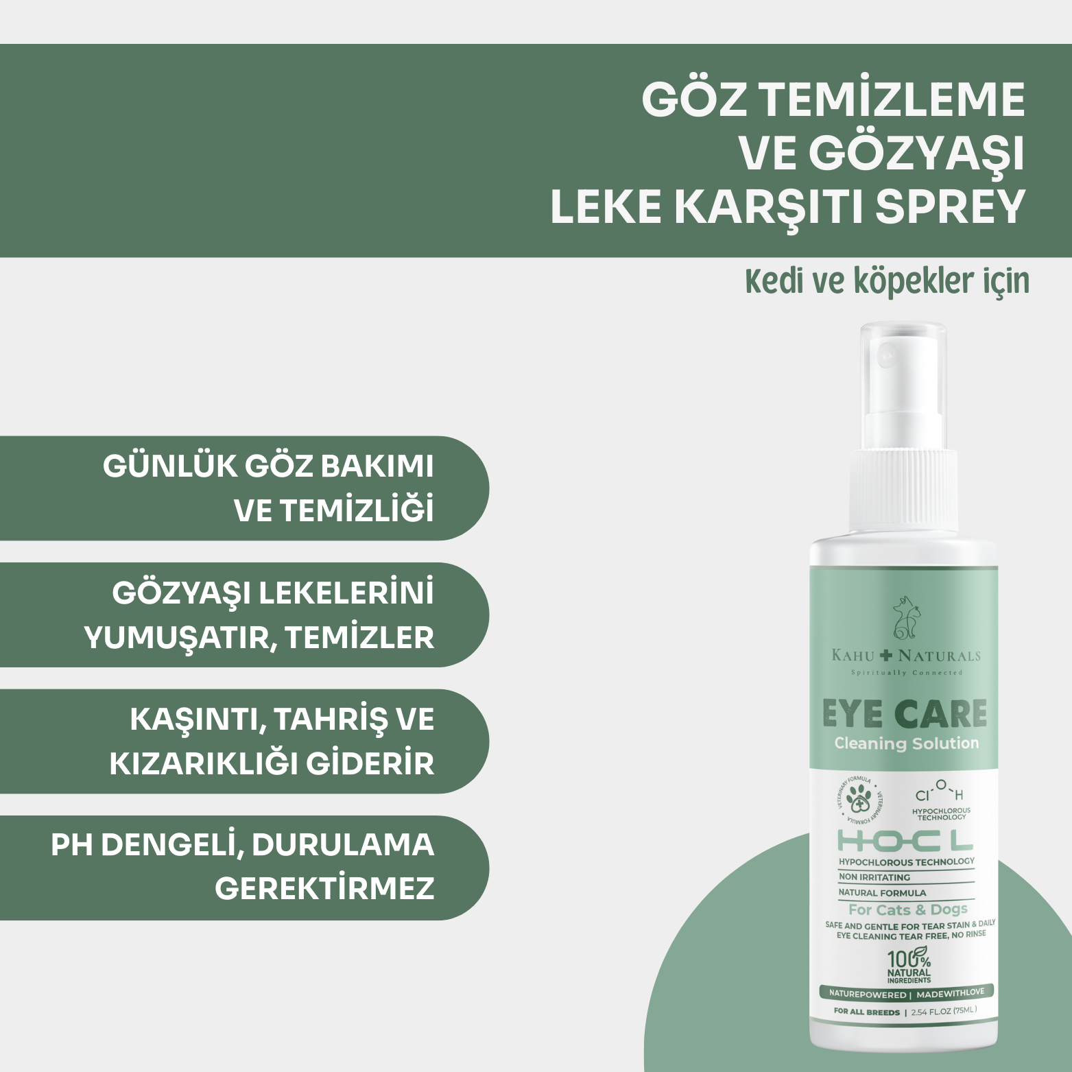 Kahu Naturals | Göz Temizleme Solüsyonu, Gözyaşı Leke Karşıtı, Kedi ve Köpek, 75 ml  | SRC: Barcode: 8684646757195.0
