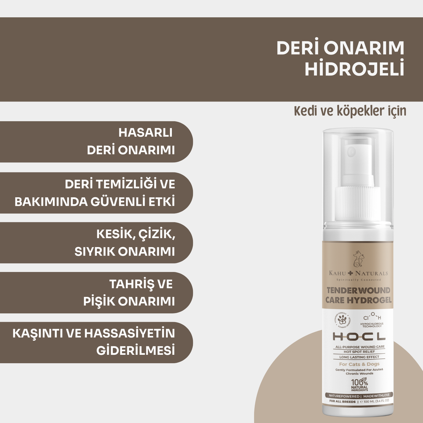 Kahu Naturals | Yara Bakım Jeli, Deri Onarımı, Kedi Köpek, Jel Form, 100 ml  | SRC: Barcode: 8684646757164.0