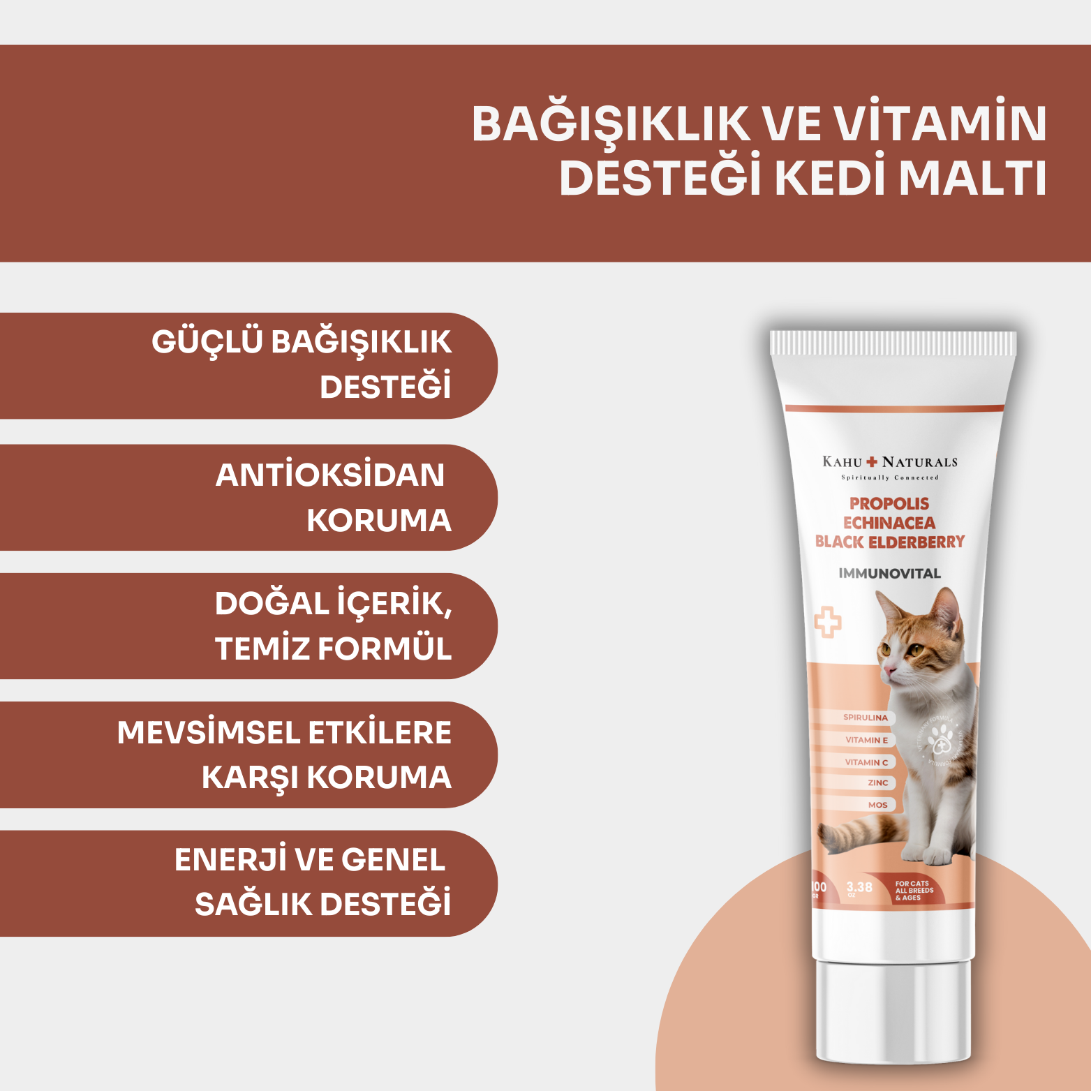 Kahu Naturals | Immunovital Paste, Kediler için Bağışıklık Takviyesi, 100 G  | SRC: Barcode: 8684646757034.0
