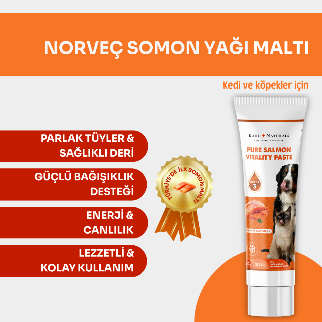 Kahu Naturals | Somon Yağlı Malt, Kedi ve Köpekler İçin, Omega 3 (EPA & DHA), 100 g  | SRC: Barcode: 8684646757423.0