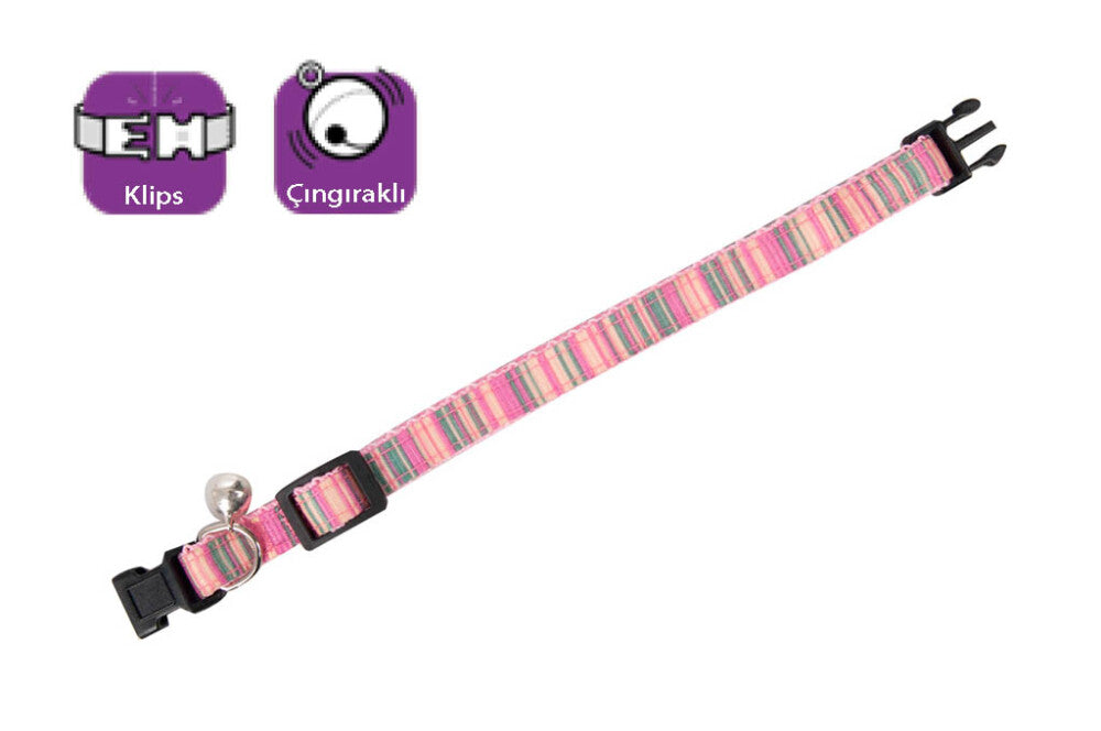 Karlie Çıngıraklı Çizgili Kedi Boyun Tasması 30 CM PEMBE  | SRC: Barcode: 4016598034545