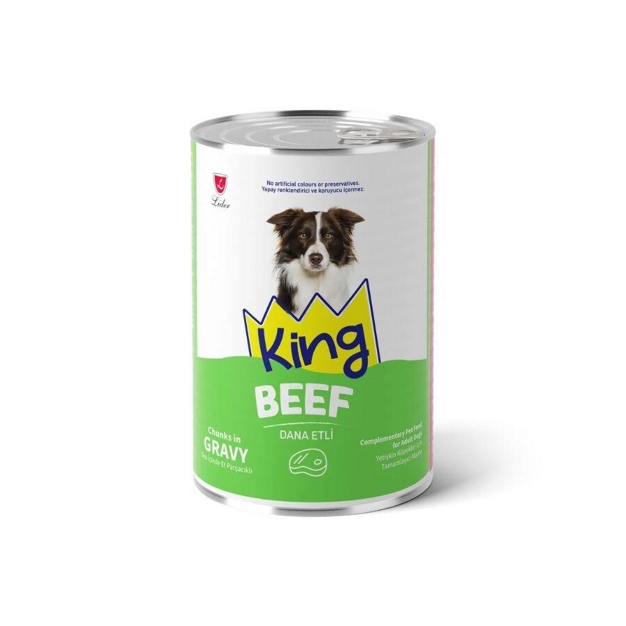 King Sos İçinde Et Parçacıklı Dana Etli Yetişkin Köpek Konservesi 400 GR  | SRC: Barcode: 8698995037679