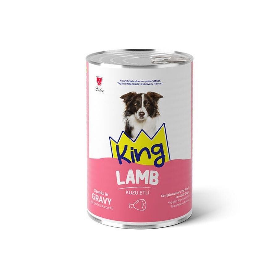 King Sos İçinde Et Parçacıklı Kuzu Etli Yetişkin Köpek Konservesi 400 GR  | SRC: Barcode: 8698995037662