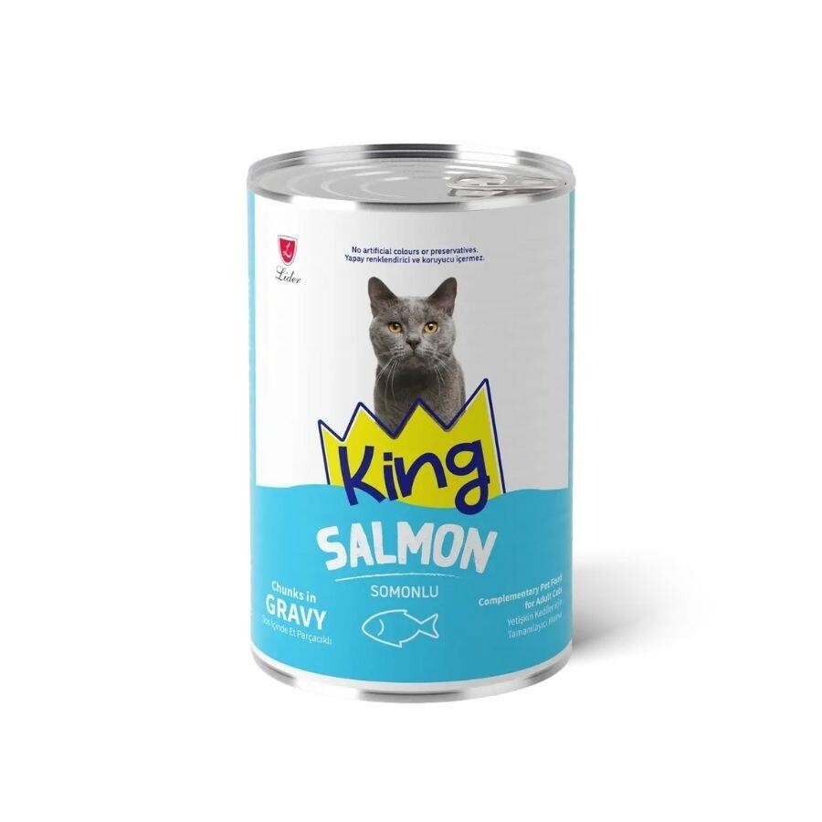King Sos İçinde Et Parçacıklı Somonlu Yetişkin Kedi Konservesi 400 GR  | SRC: Barcode: 8698995037693