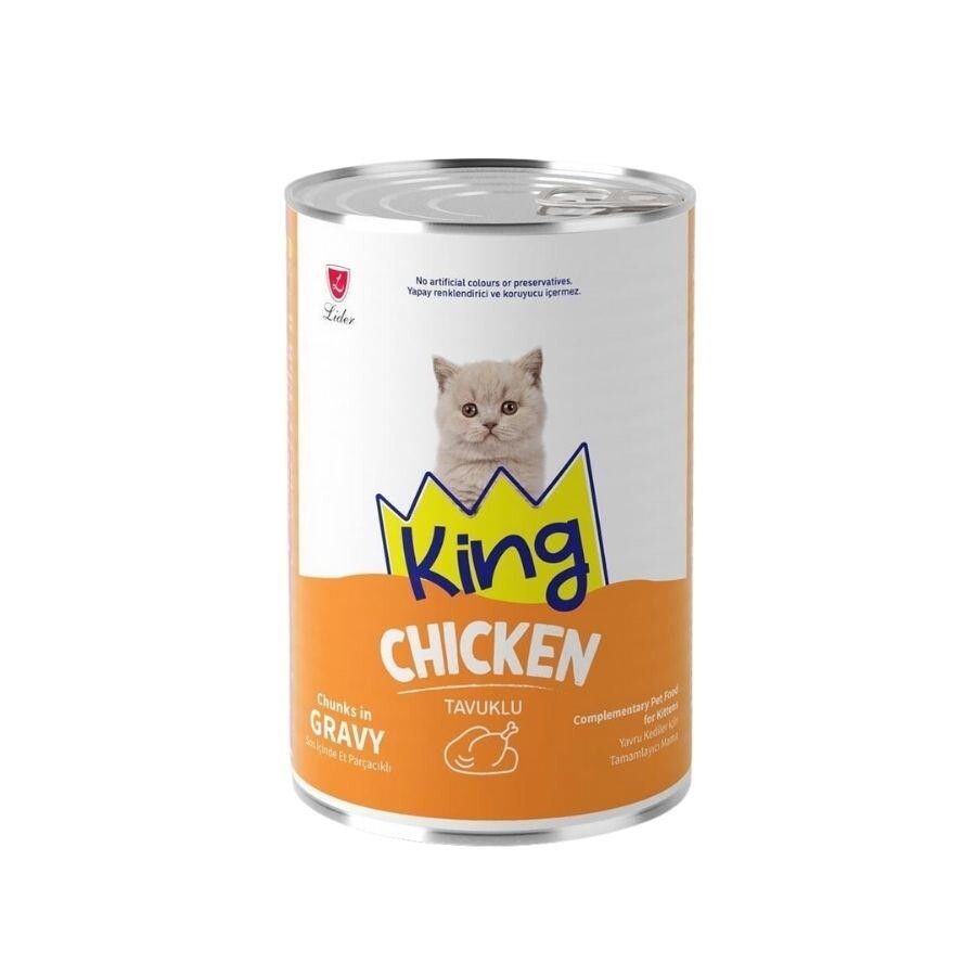 King Sos İçinde Et Parçacıklı Tavuklu Yavru Kedi Konservesi 400 GR  | SRC: Barcode: 8698995037877