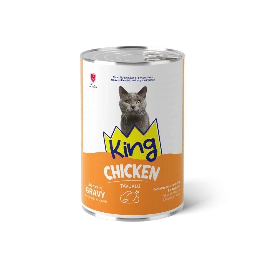 King Sos İçinde Et Parçacıklı Tavuklu Yetişkin Kedi Konservesi 400 GR  | SRC: Barcode: 8698995037686