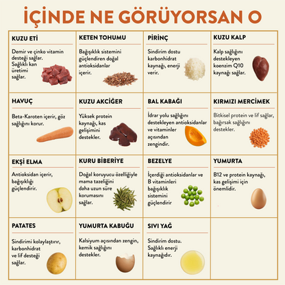 Kuzu Etli Köpek Yemeği İçindekiler