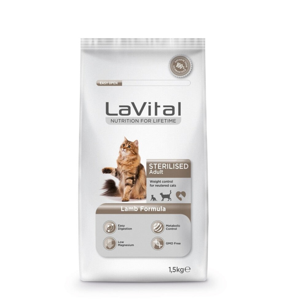 Lavital Kuzu Etli Kısırlaştırılmış Yetişkin Kedi Maması 1.5 KG  | SRC: Barcode: 8014556127359