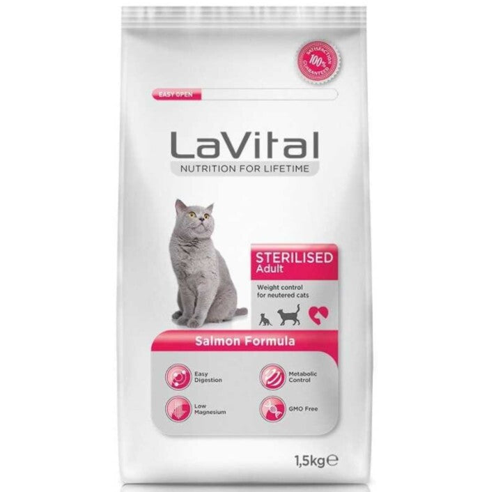 Lavital Somonlu Kısırlaştırılmış Yetişkin Kedi Maması 1.5 KG  | SRC: Barcode: 8681612751898