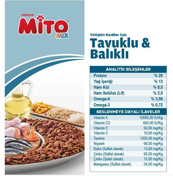 Lamito Mix Adult Cat Tavuklu Ve Balıklı Renkli Taneli Yetişkin Kedi Maması 15 KG  | SRC: Barcode: 8694686405840