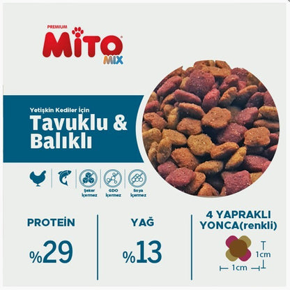 Lamito Mix Adult Cat Tavuklu Ve Balıklı Renkli Taneli Yetişkin Kedi Maması 15 KG  | SRC: Barcode: 8694686405840