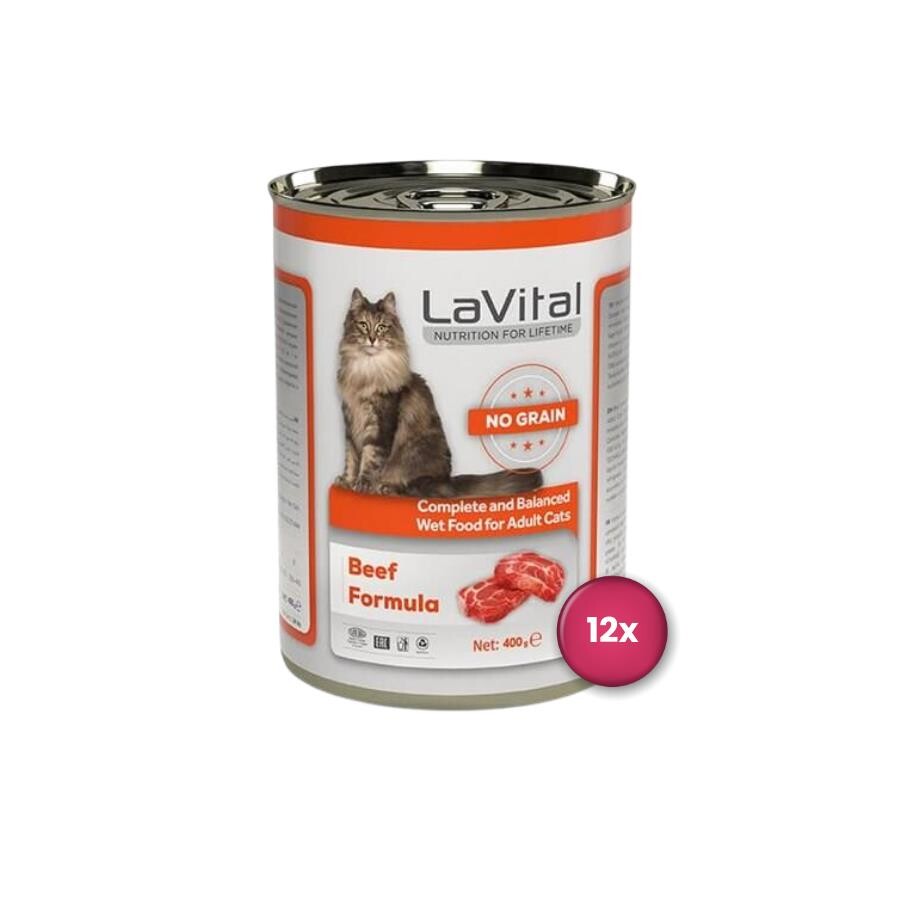 Lavital Adult Tahılsız Biftekli Yetişkin Kedi Konservesi 400 GR 12 ADET  | SRC: Barcode: 8681612751157-12