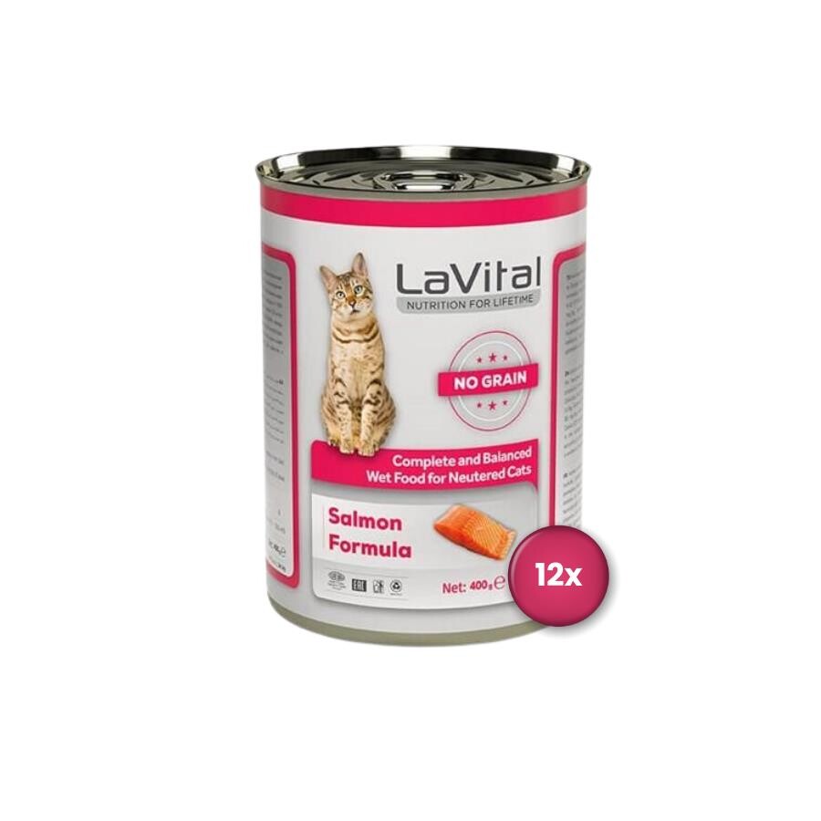 Lavital Sterilised Tahılsız Somonlu Yetişkin Kısır Kedi Konservesi 400 GR 12 ADET  | SRC: Barcode: 8681612751133-12