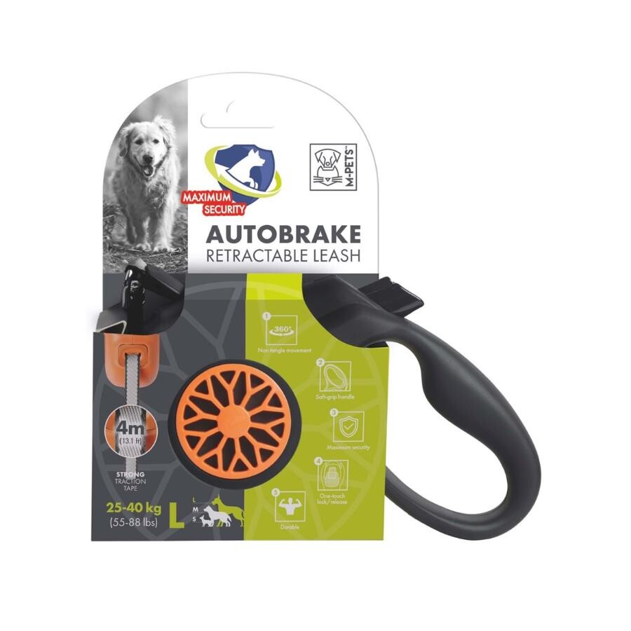 M-pets Autobreake Otomatik Şerit Köpek Gezdirme Tasması 4 MT TURUNCU L  | SRC: Barcode: 6953182741930