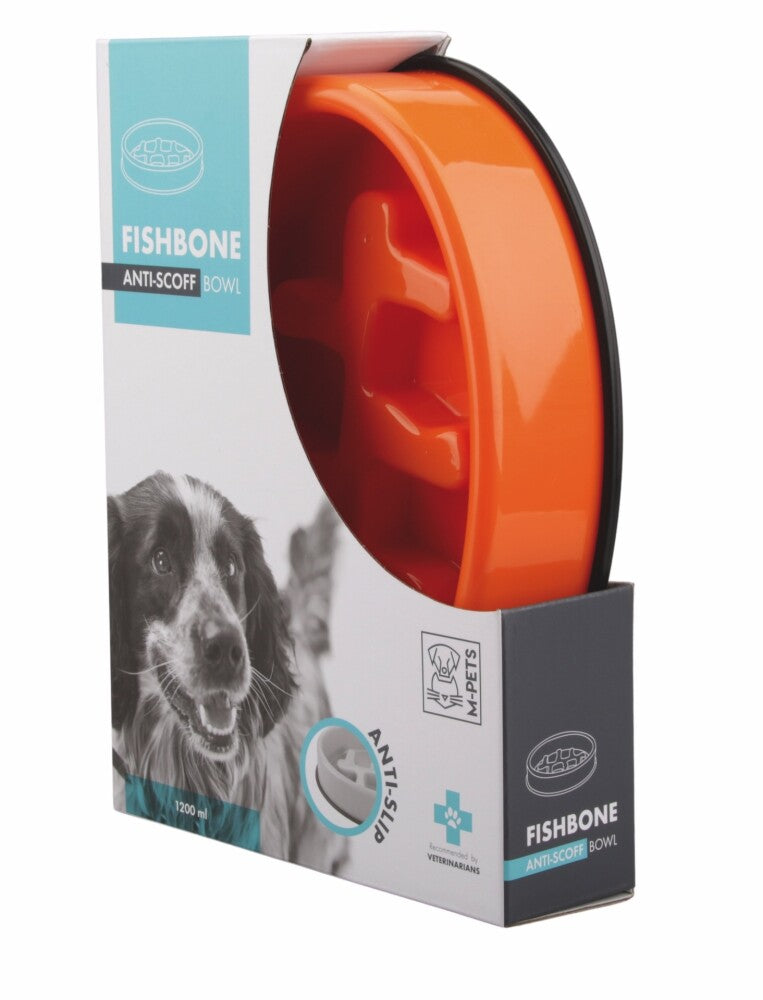 M-pets Fishbone Kedi Ve Köpekler İçin Yavaş Yeme Mama Kabı 27.5X19.7X6 CM TURUNCU  | SRC: Barcode: 6953182710523
