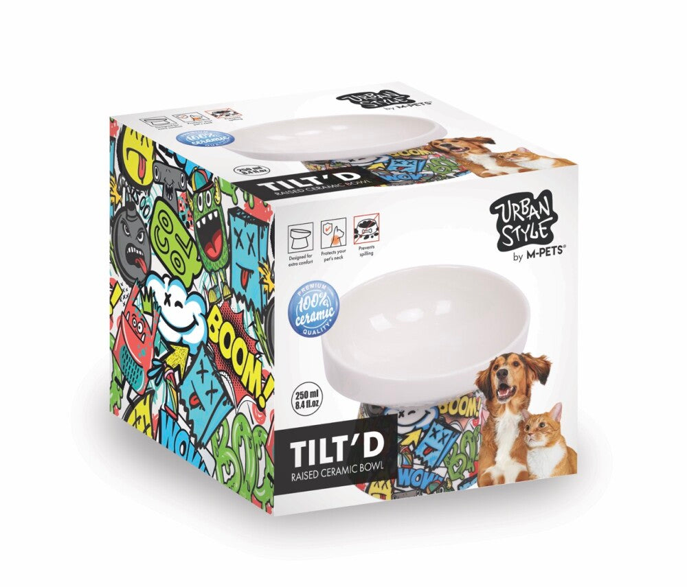 M-pets Urban Style Tilted Eğimli Seramik Mama Kabı 250 ML  | SRC: Barcode: 6953182748762