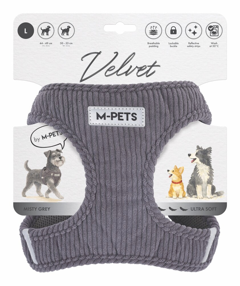 M-pets Velvet Dog Köpek Göğüs Tasması GRI L  | SRC: Barcode: 6953182778684