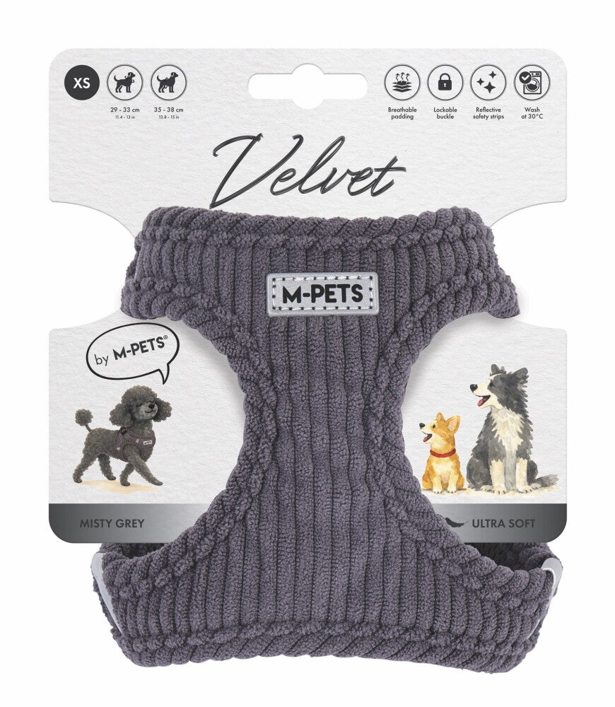 M-pets Velvet Dog Köpek Göğüs Tasması GRI XS  | SRC: Barcode: 6953182777779