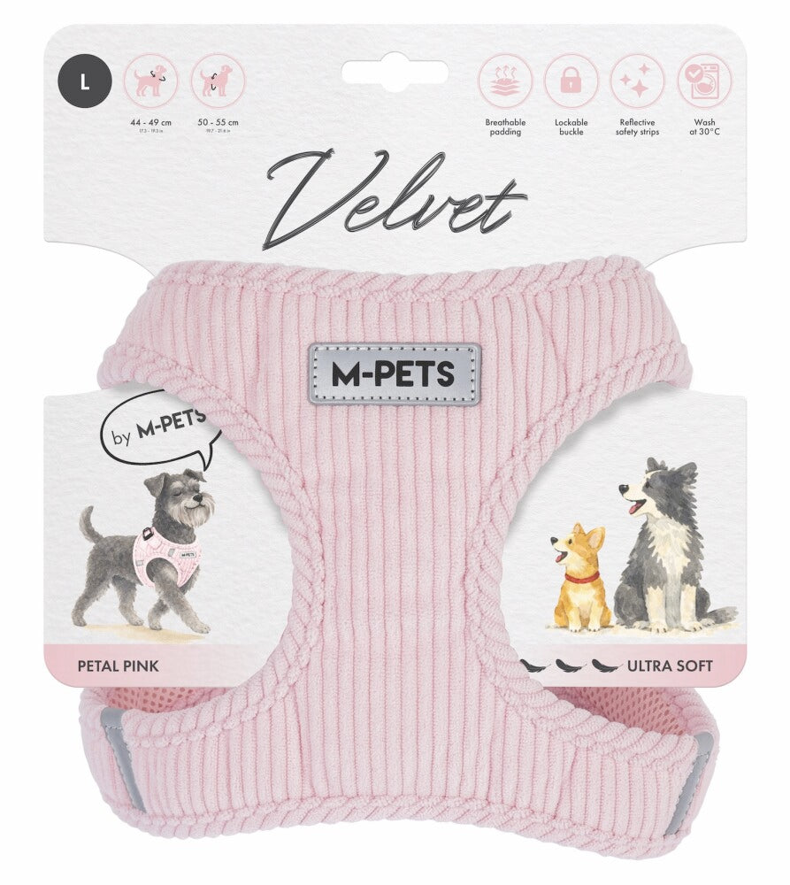 M-pets Velvet Dog Köpek Göğüs Tasması PEMBE L  | SRC: Barcode: 6953182778660