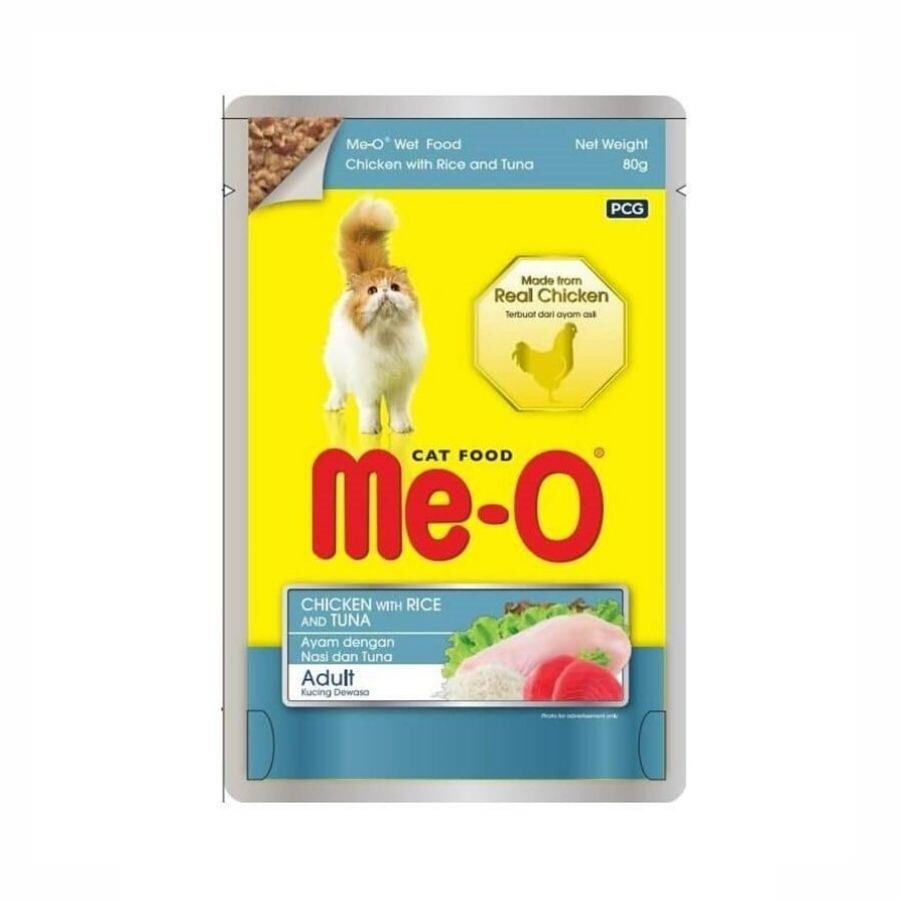 Me-o Pouch Tavuk. Pirinç Ve Ton Balıklı Yetişkin Kedi Konservesi 80 GR  | SRC: Barcode: 8850477027848