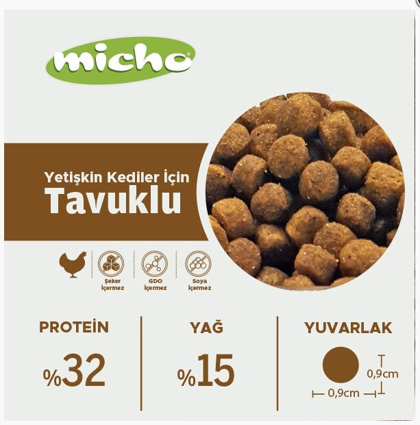 Micho Tavuklu Hamsili Yetişkin Kedi Maması 1.5 KG  | SRC: Barcode: 8694686406427