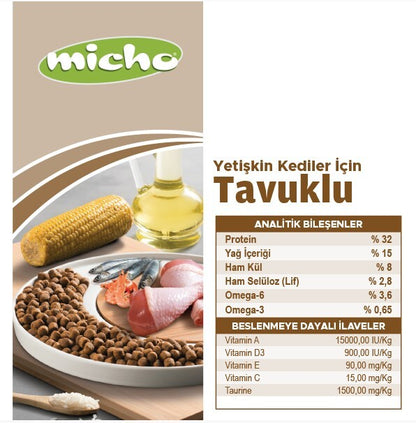 Micho Tavuklu Hamsili Yetişkin Kedi Maması 1.5 KG  | SRC: Barcode: 8694686406427