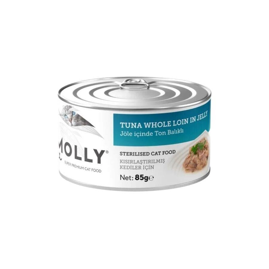 Molly Jöle İçinde Ton Balıklı Tahılsız Kısırlaştırılmış Yetişkin Kedi Konservesi 85 GR  | SRC: Barcode: 8680542871485