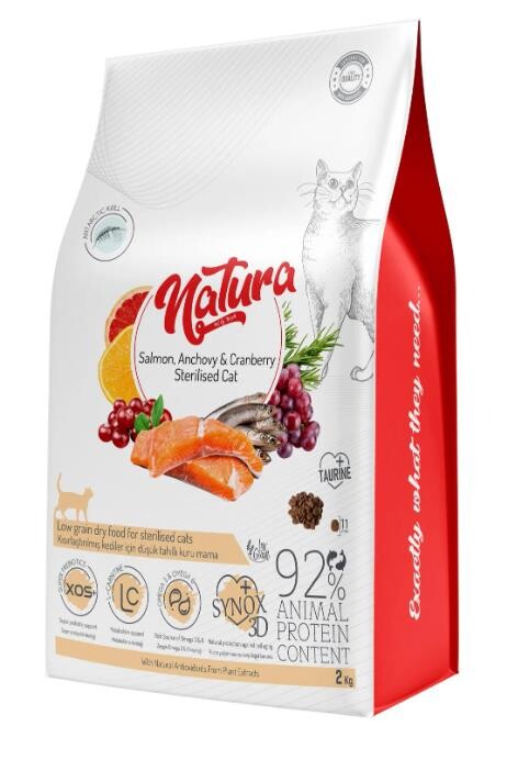 Natura Premium Somonlu Yaban Mersinli Düşük Tahıllı Kısırlaştırılmış Yetişkin Kedi Maması 2 KG  | SRC: Barcode: 8682315520095
