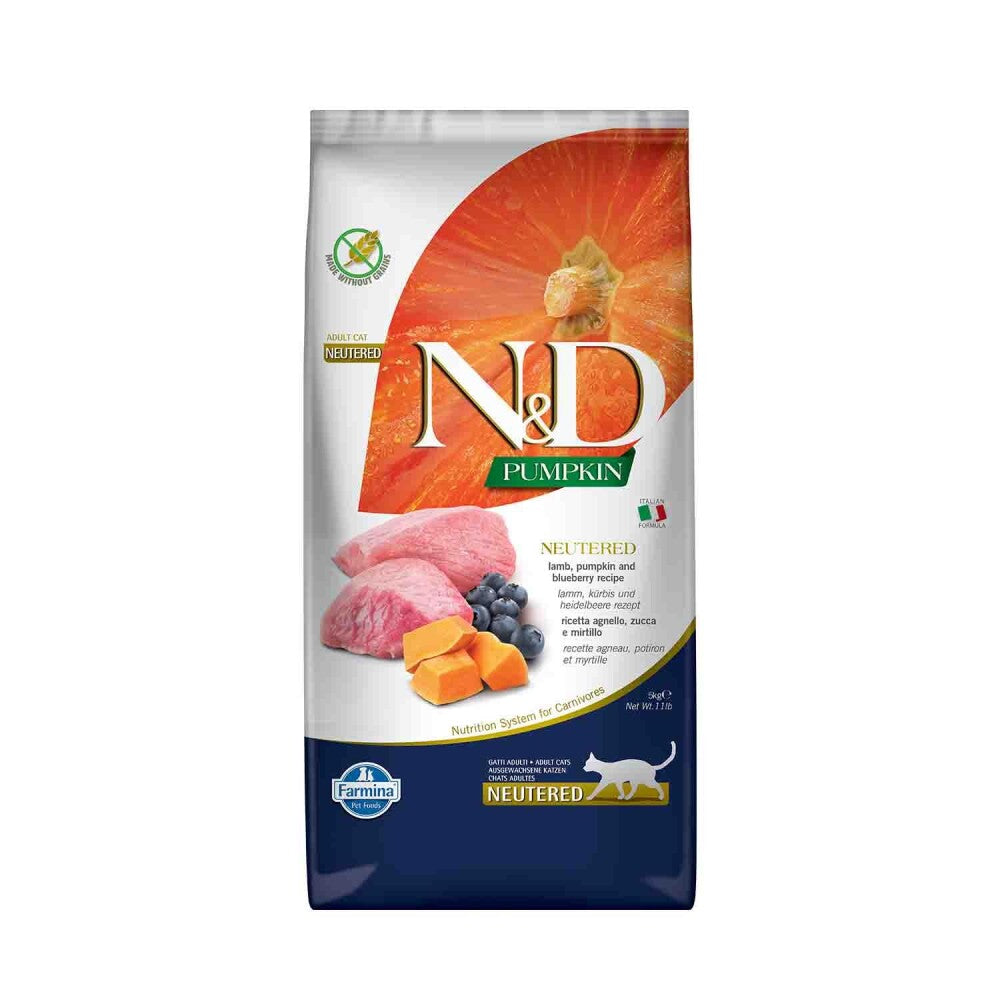 N&d Balkabaklı Kuzu Etli Yaban Mersinli Kısır Kedi Maması 5 KG  | SRC: Barcode: 8010276040244