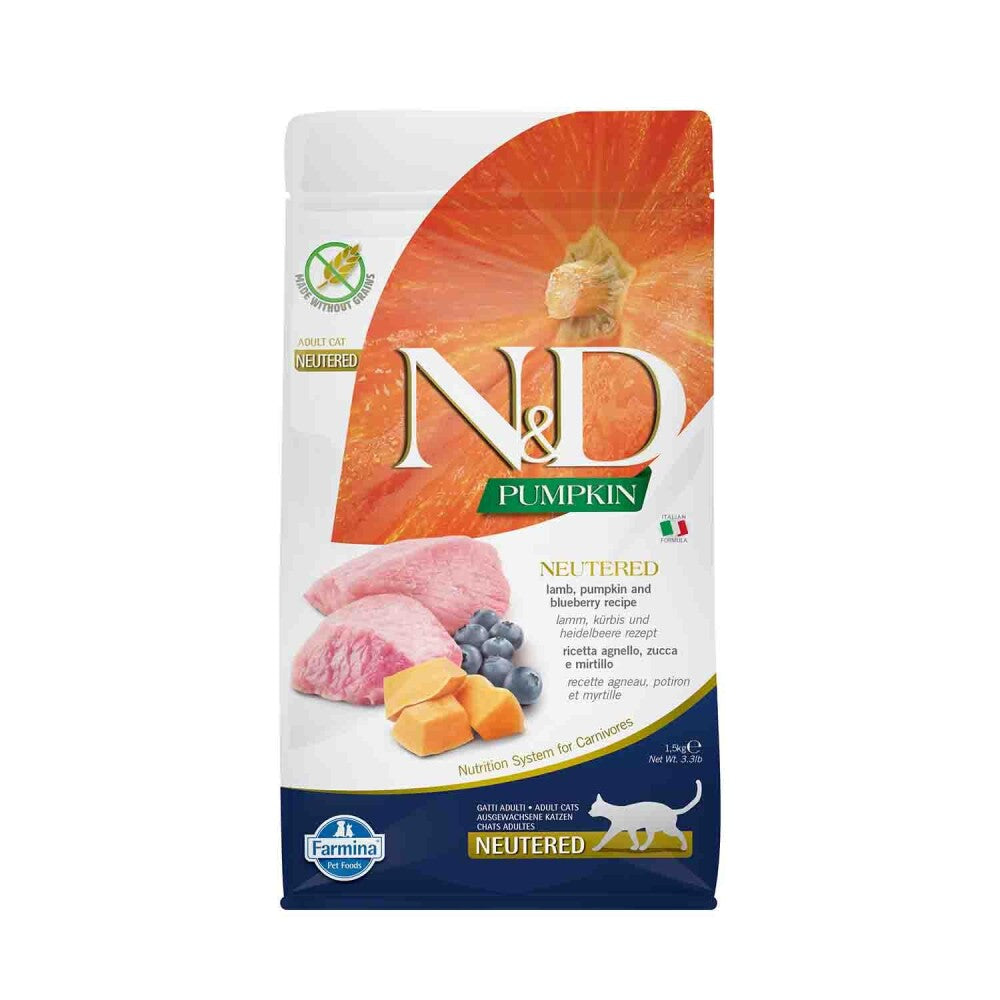 N&d Balkabaklı Tahılsız Kuzu Etli Yaban Mersinli Kısırlaştırılmış Kedi Maması 1.5 KG  | SRC: Barcode: 8010276040138