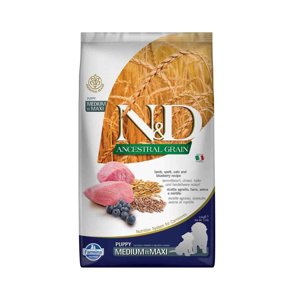 N&d Düşük Tahıllı Kuzu Etli Yaban Mersinli Orta Irk Yavru Köpek Maması 2.5 KG  | SRC: Barcode: 8010276033710
