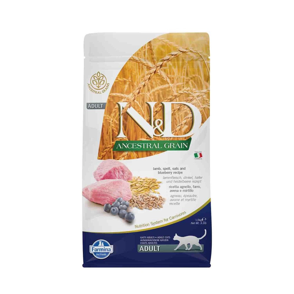N&d Düşük Tahıllı Kuzu Etli Yaban Mersinli Yetişkin Kedi Maması 1.5 KG  | SRC: Barcode: 8010276021595
