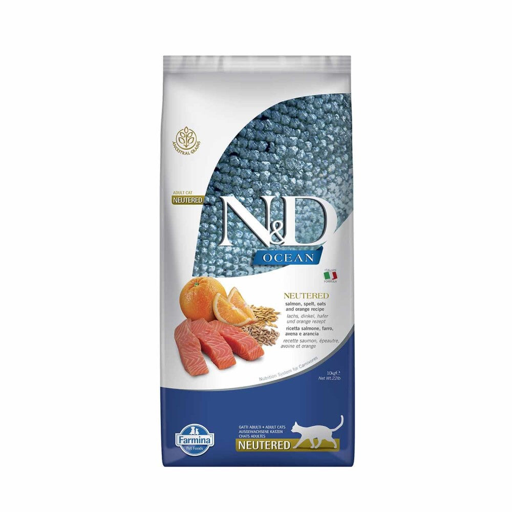 N&d Düşük Tahıllı Somon Balıklı Ve Portakallı Kısırlaştırılmış Yetişkin Kedi Maması 10 KG  | SRC: Barcode: 8010276040046