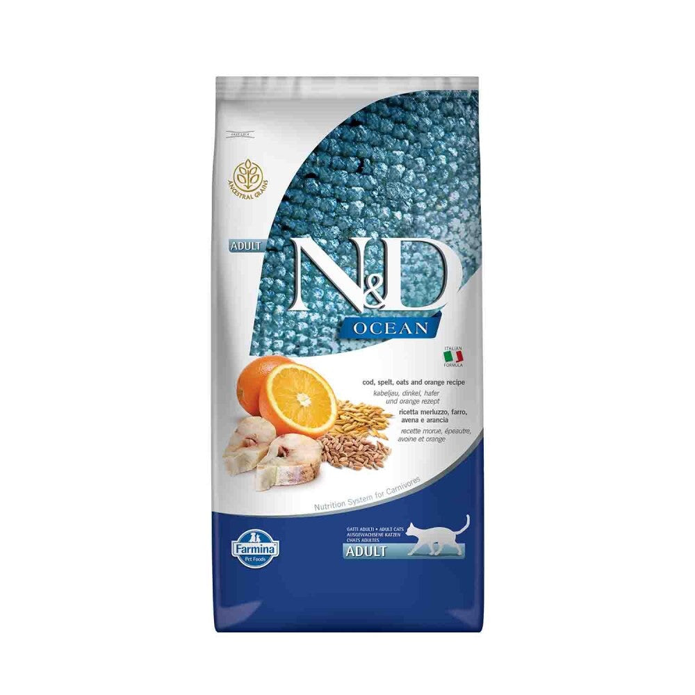 N&d Ocean Düşük Tahıllı Morina Balıklı Ve Portakallı Yetişkin Kedi Maması 10 KG  | SRC: Barcode: 8010276036889