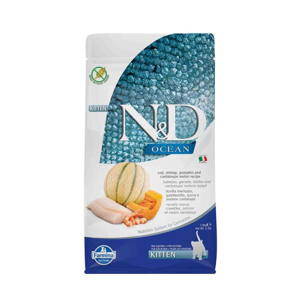 N&d Ocean Kitten Balkabaklı Morina Balıklı Ve Karidesli Kavunlu Yavru Kedi Maması 1.5 KG  | SRC: Barcode: 8010276038852
