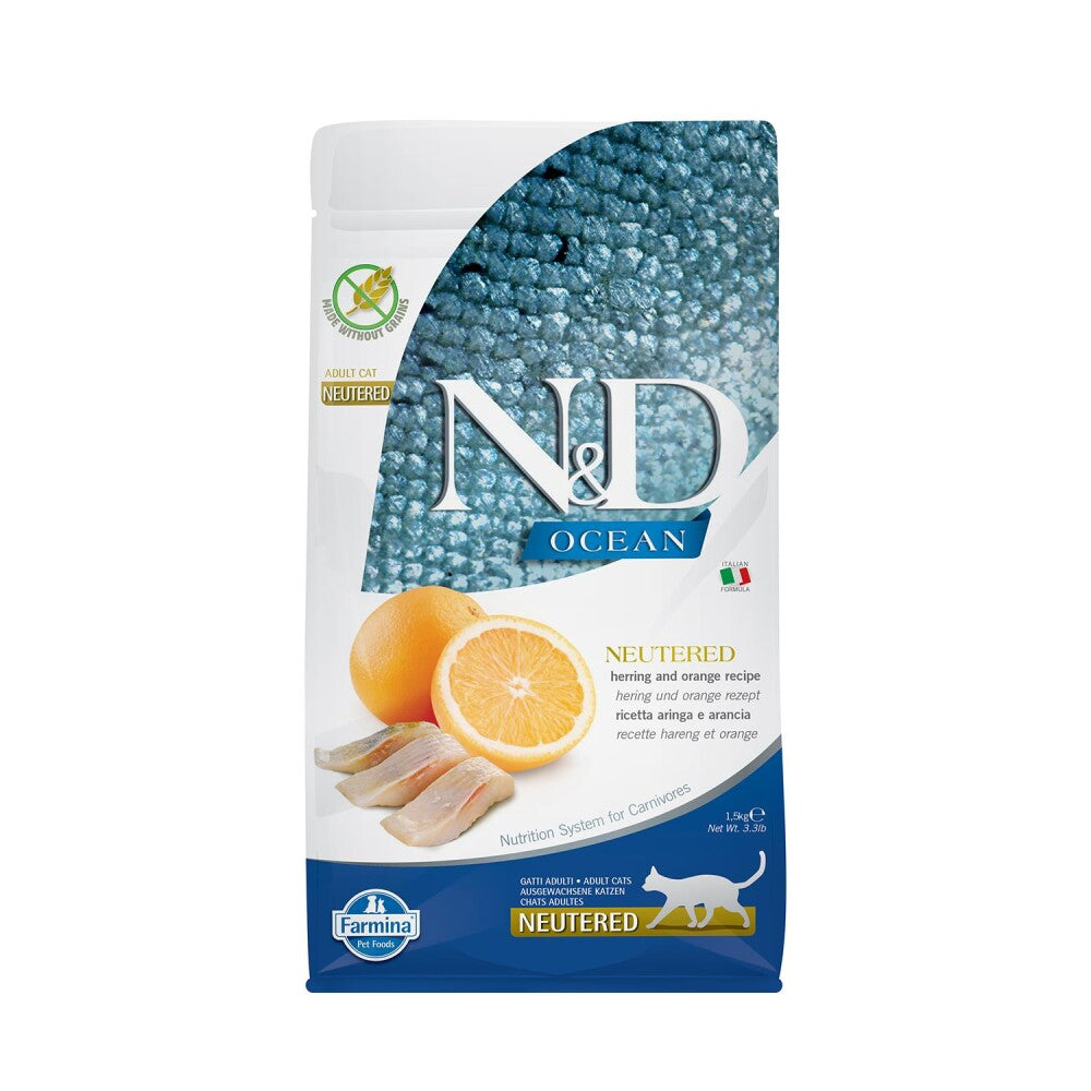 N&d Ocean Tahılsız Ringa Balığı Ve Portakallı Kısırlaştırılmış Kedi Maması 1.5 KG  | SRC: Barcode: 8010276040152