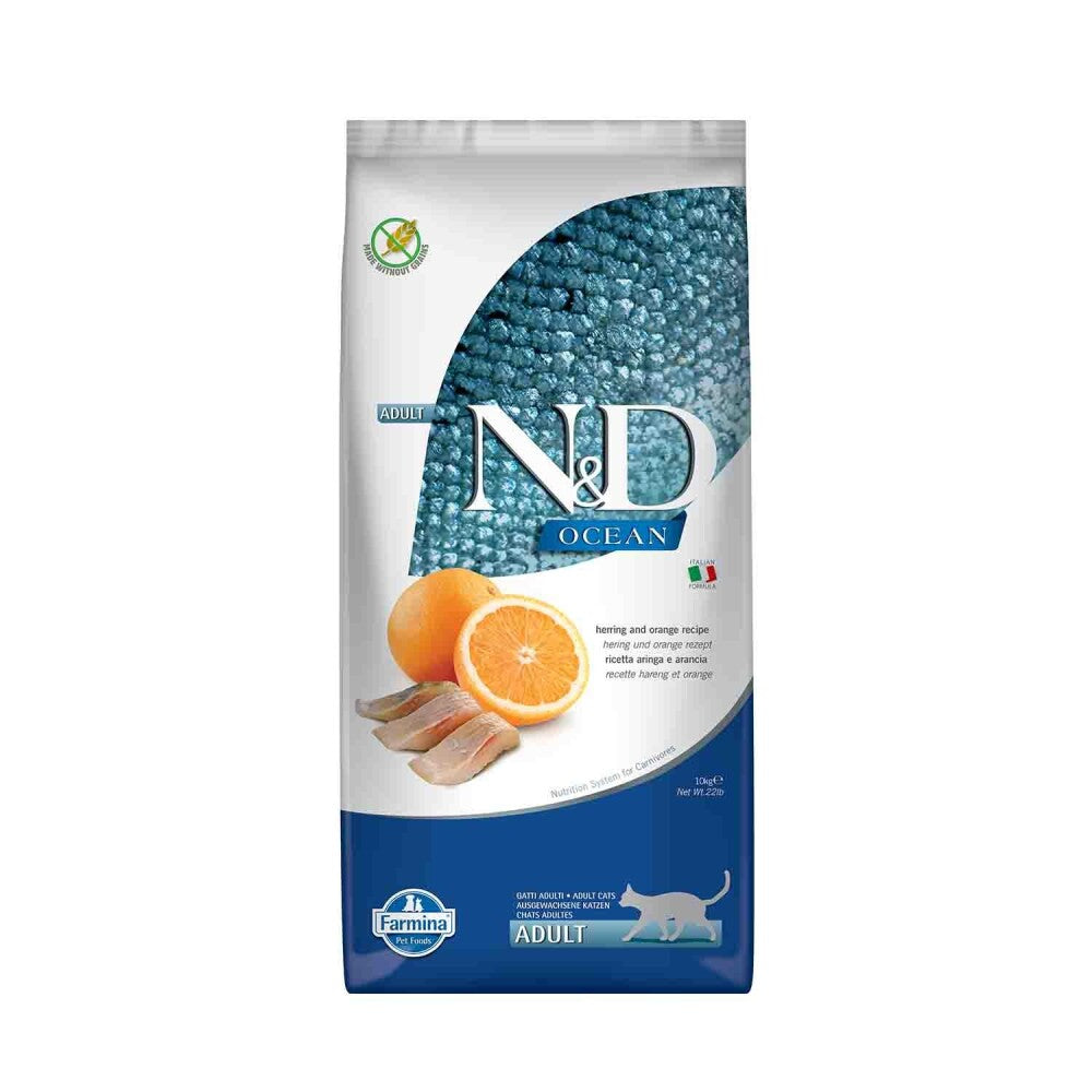 N&d Ocean Tahılsız Ringa Balıklı Ve Portakallı Yetişkin Kedi Maması 10 KG  | SRC: Barcode: 8010276036872