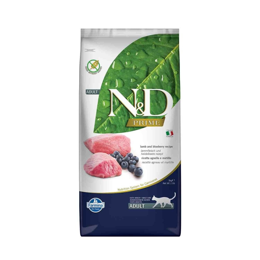 N&d Prime Tahılsız Kuzu Etli Yaban Mersinli Yetişkin Kedi Maması 5 KG  | SRC: Barcode: 8010276032713