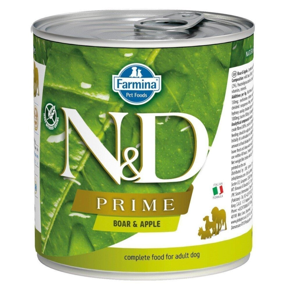 N&d Prime Tahılsız Yaban Domuzlu Ve Elmalı Yetişkin Köpek Konservesi 285 GR  | SRC: Barcode: 8606014102505