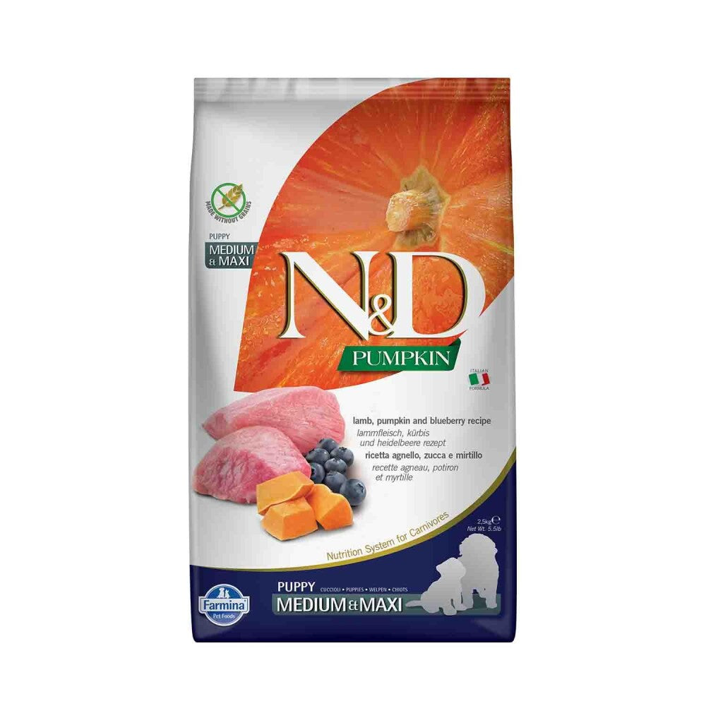 N&d Pumpkin Tahılsız Bal Kabaklı Kuzu Etli Yaban Mersinli Orta Ve Büyük Irk Yavru Köpek Maması 2.5 KG  | SRC: Barcode: 8010276033246
