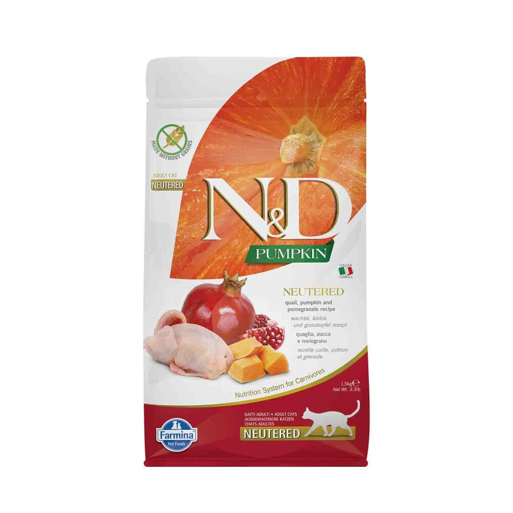 N&d Pumpkin Tahılsız Bıldırcın Etli Bal Kabaklı Ve Narlı Kısırlaştırılmış Kedi Maması 1.5 KG  | SRC: Barcode: 8010276035424