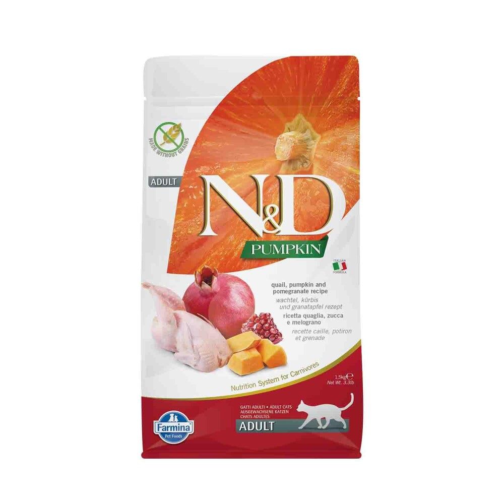 N&d Pumpkin Tahılsız Bıldırcın Etli Bal Kabaklı Ve Narlı Yetişkin Kedi Maması 1.5 KG  | SRC: Barcode: 8010276035387