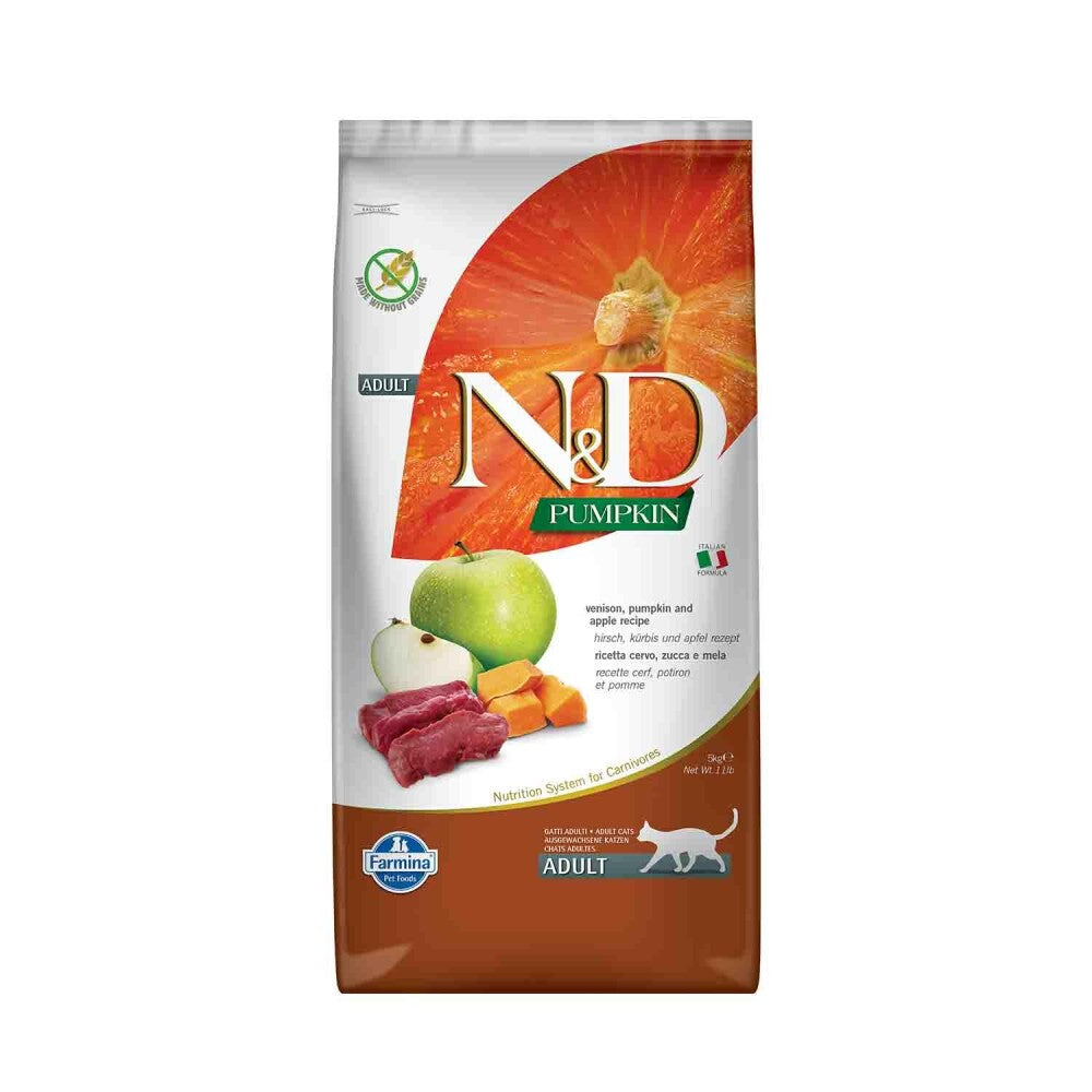 N&d Pumpkin Tahılsız Geyik Etli Bal Kabaklı Ve Elmalı Yetişkin Kedi Maması 5 KG  | SRC: Barcode: 8010276036148